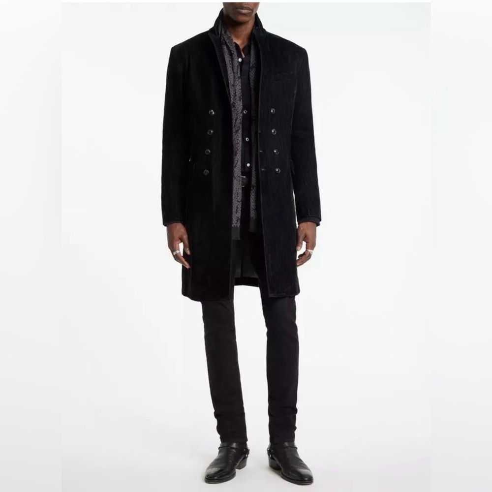 $1698 John Varvatos Collection Bolivar Flocked Velvet Coat Size EU 54 USA 44